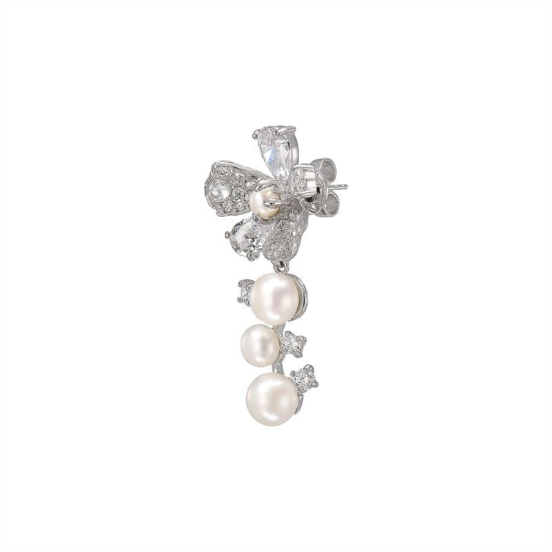 Pearl Snow Rose Earrings