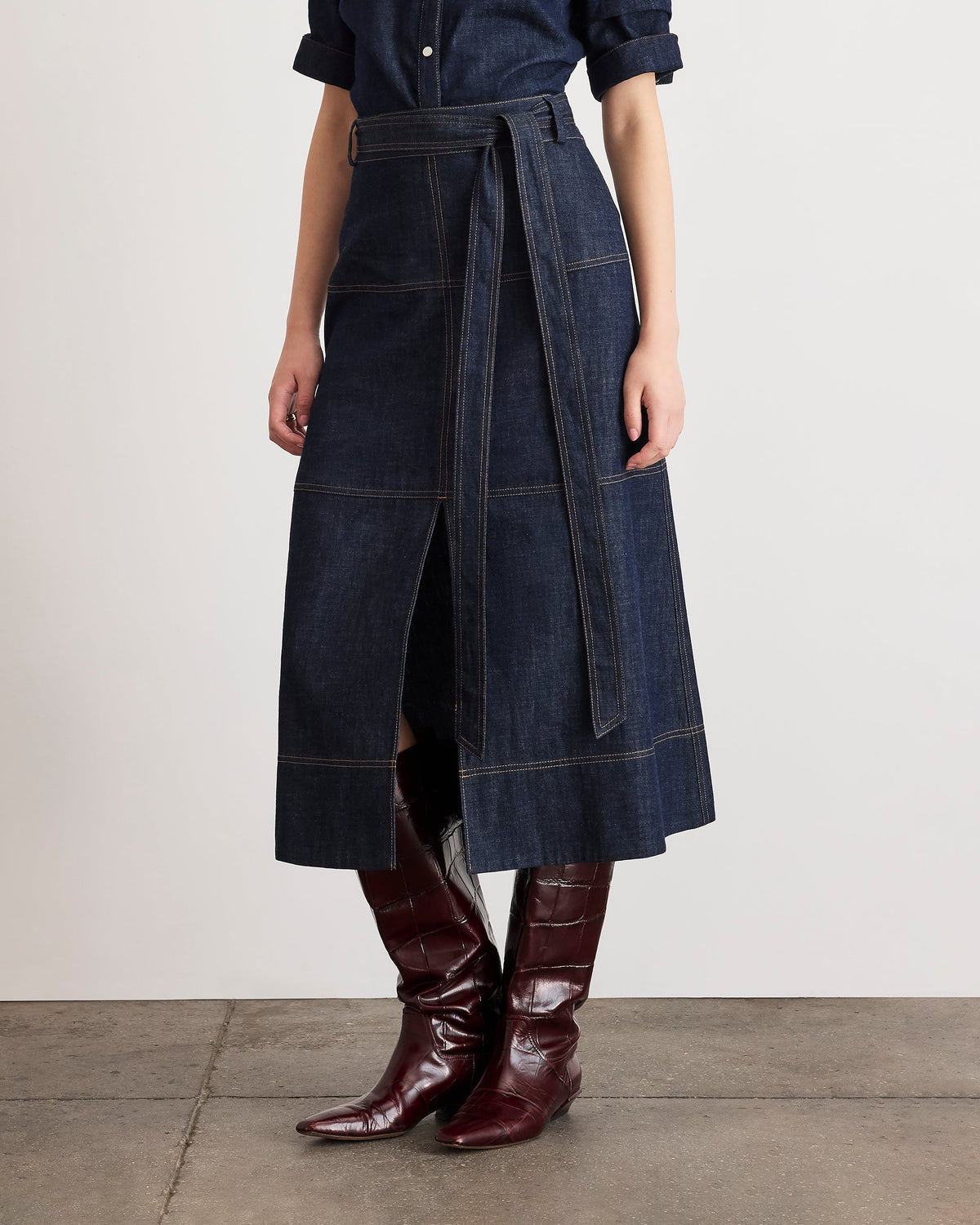 Hudley Denim Skirt in Midnight Rinse