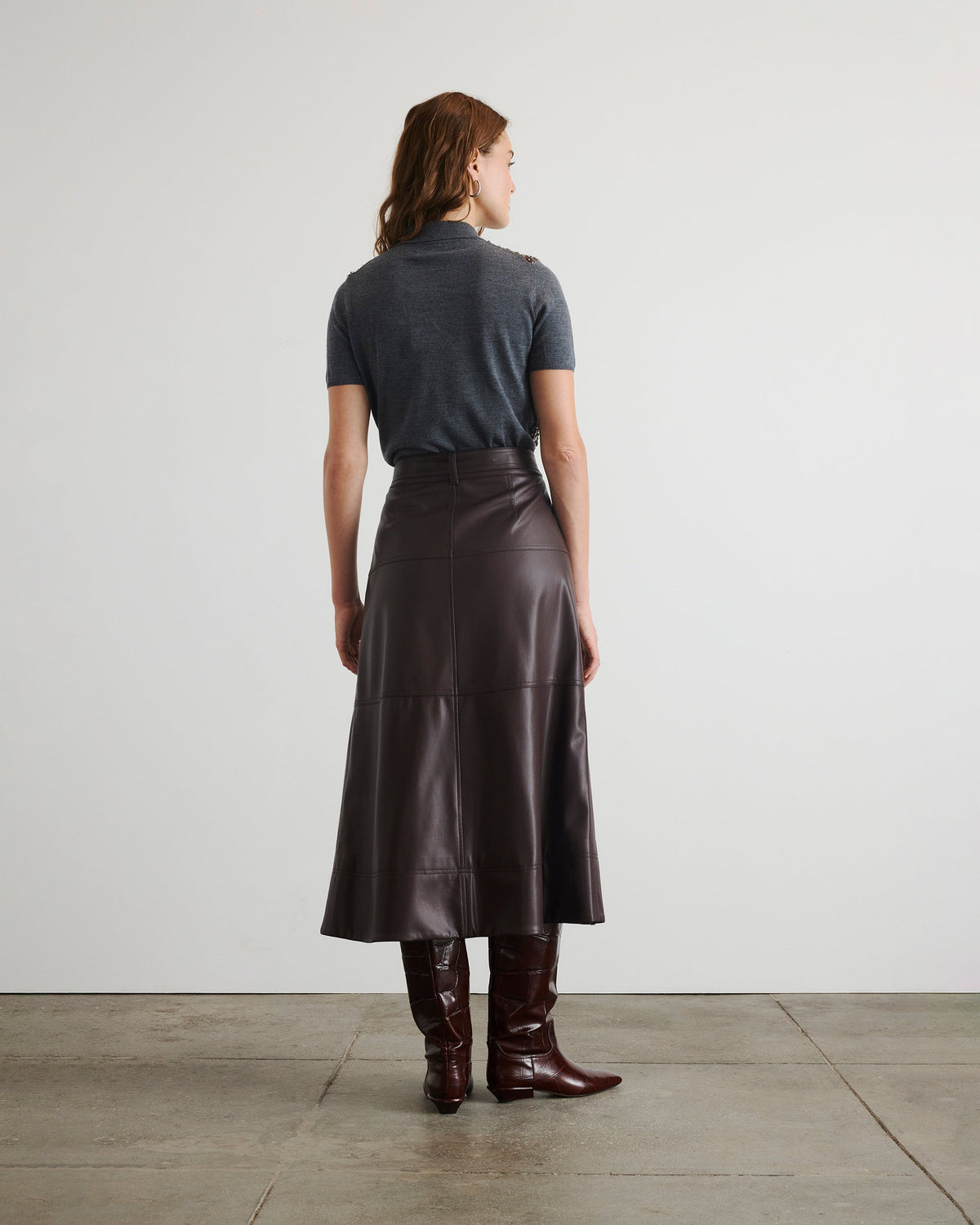 Camilla Knit Top in Dark Heather Grey & Bronze Multi