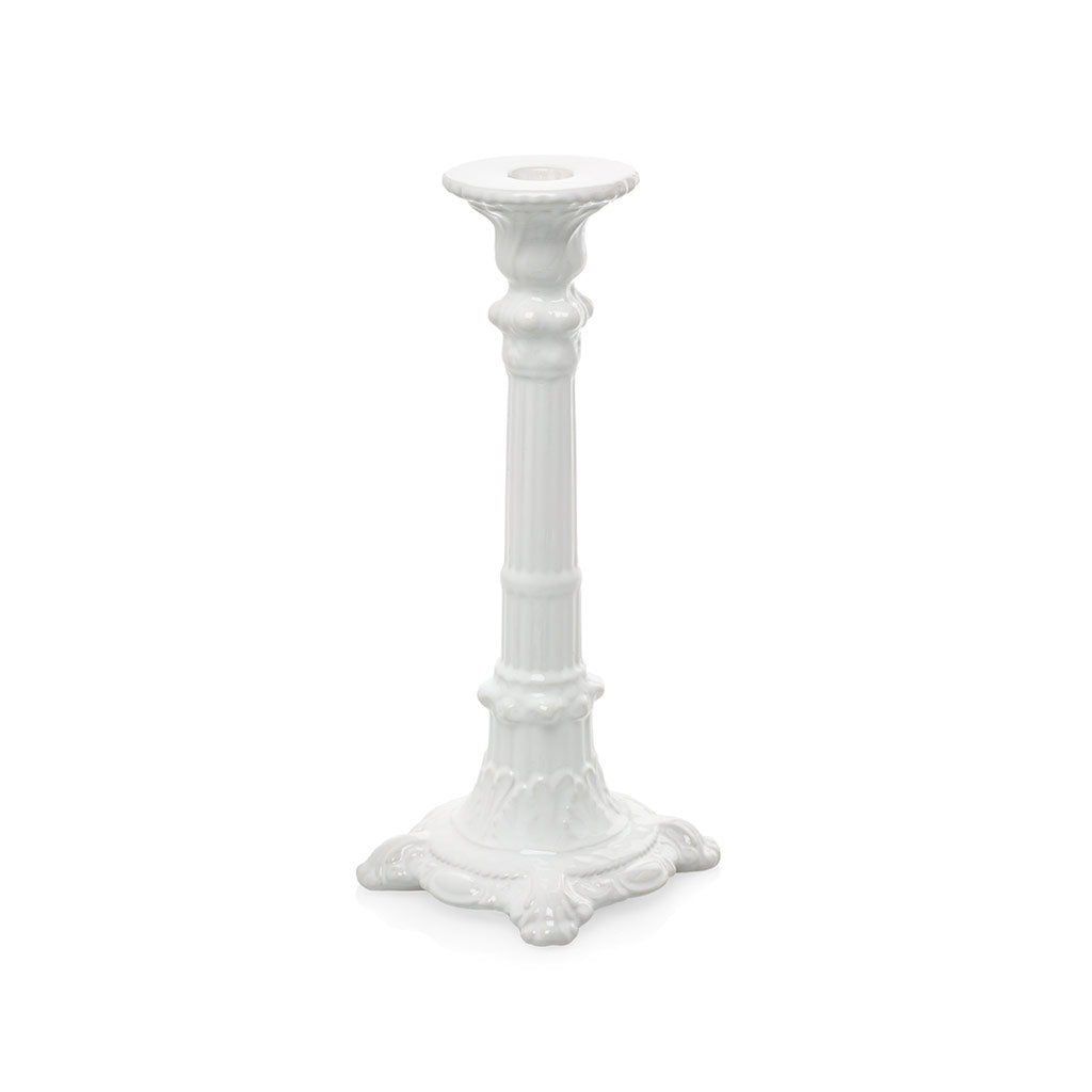 Column White Medium Ceramic Candlestick