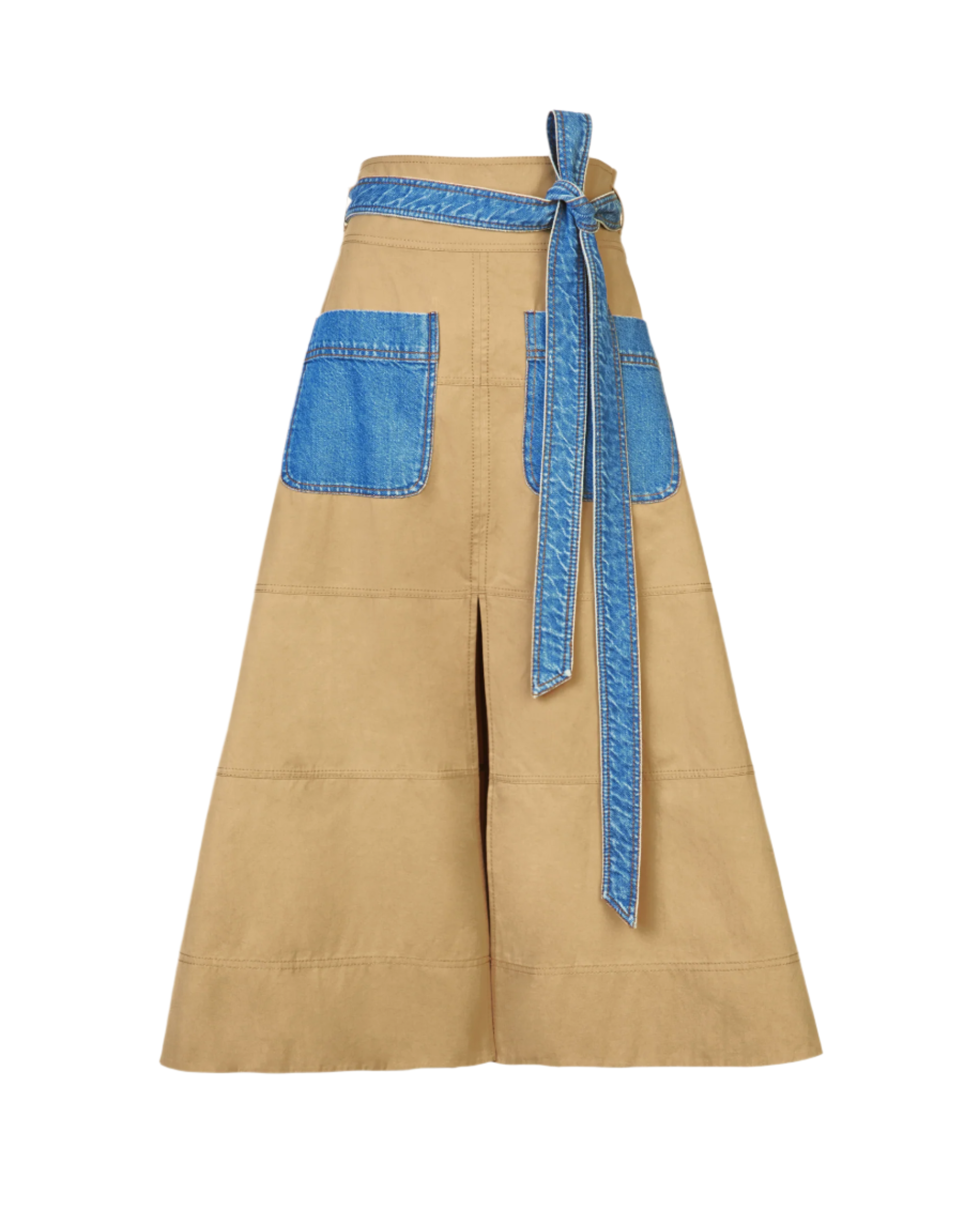 Hudson Skirt in Dark Khaki & Medium Indigo