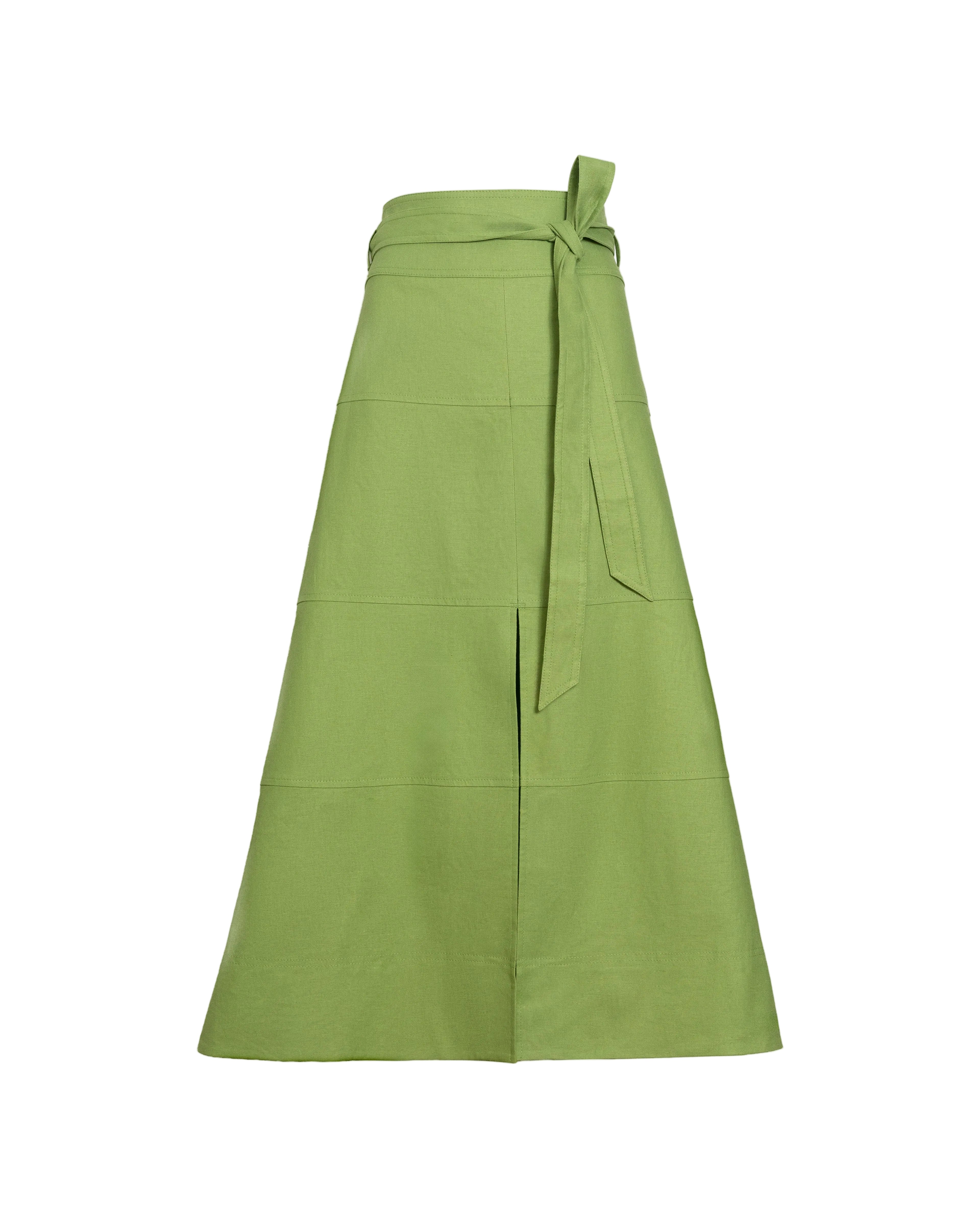 Linen Hudson Skirt in Asparagus