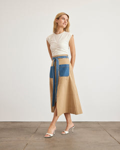 Hudson Skirt in Dark Khaki & Medium Indigo