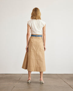 Hudson Skirt in Dark Khaki & Medium Indigo