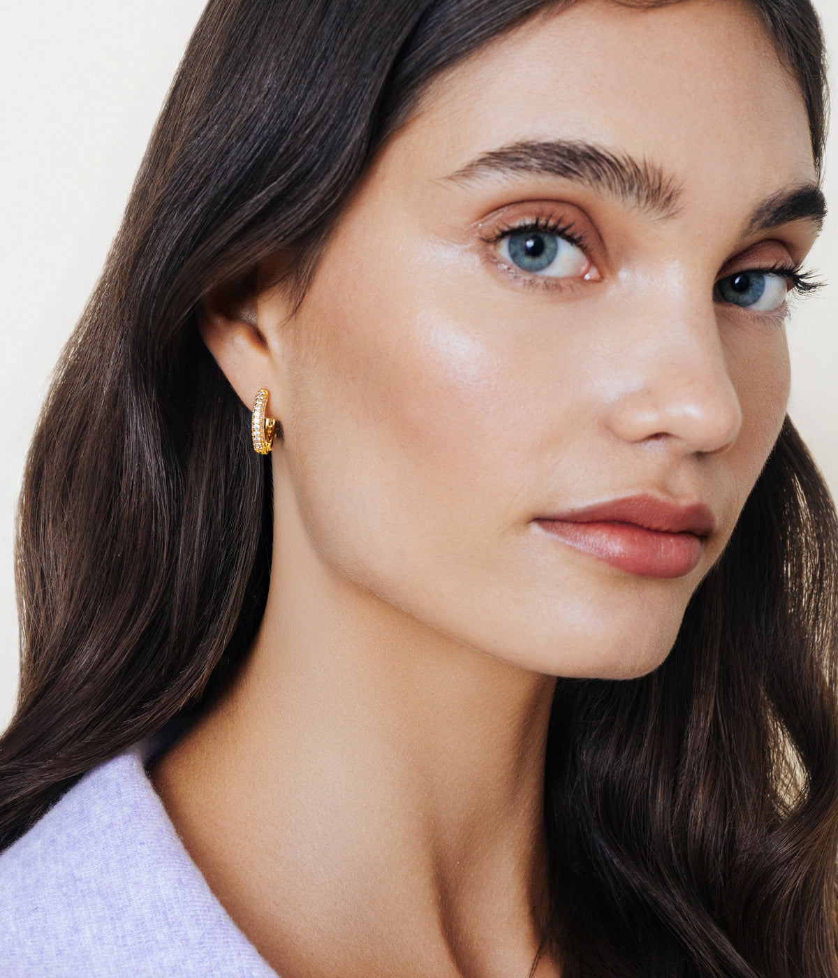 Pavé Huggie Hoops in Gold - Loren Hope