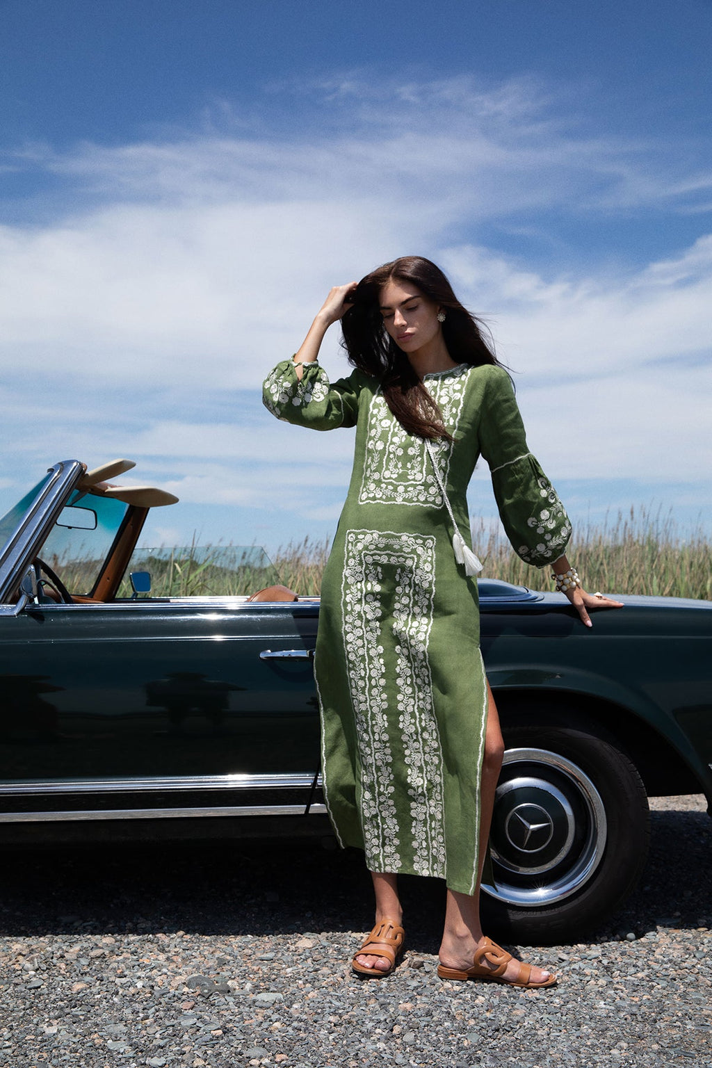 Bohemia Dress in Hunter Green