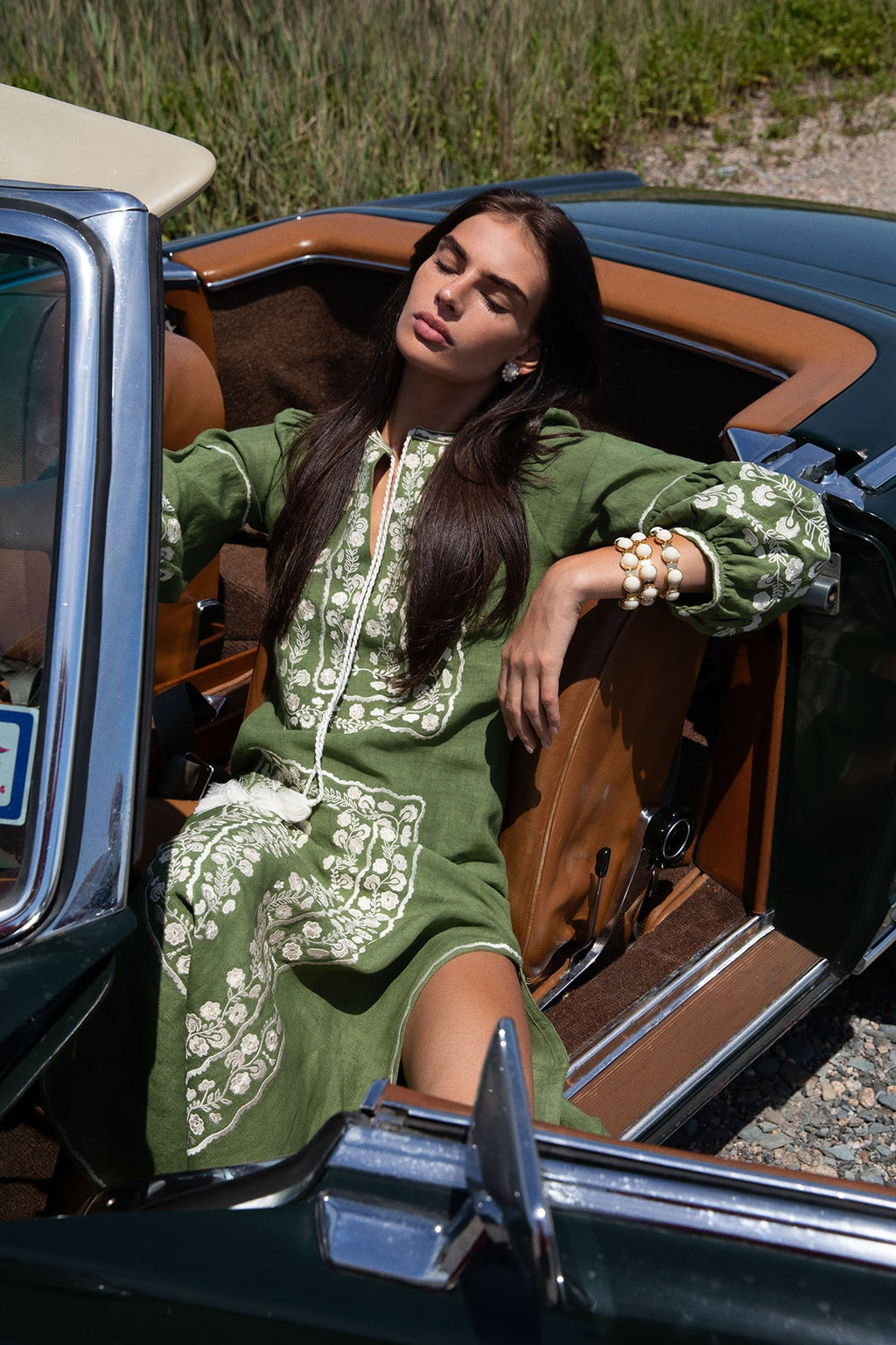 Bohemia Dress in Hunter Green