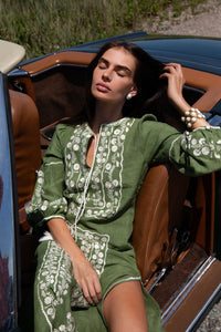 Bohemia Dress in Hunter Green