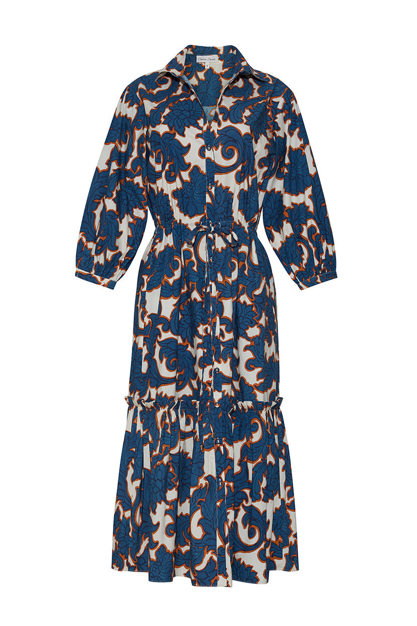Hutton Dress in Mystic Flora Blue
