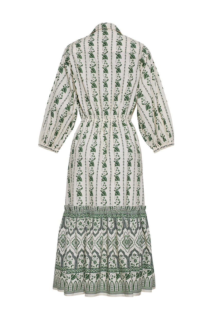 Hutton Dress in Vining Flora Green