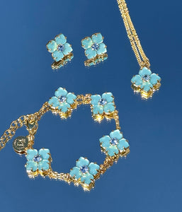 Hydrangea Studs in Aqua