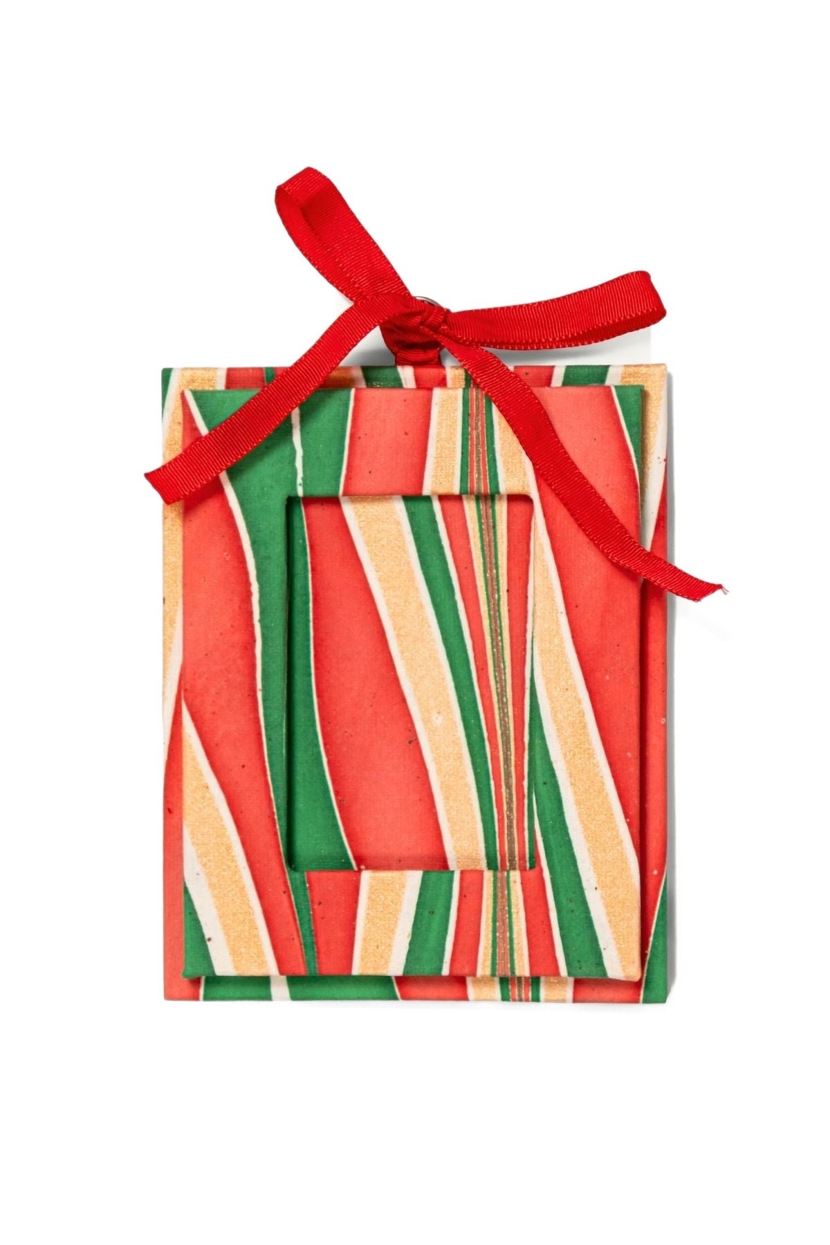 Mini Hand-Marbled Picture Frame Ornament in Gilded Holiday