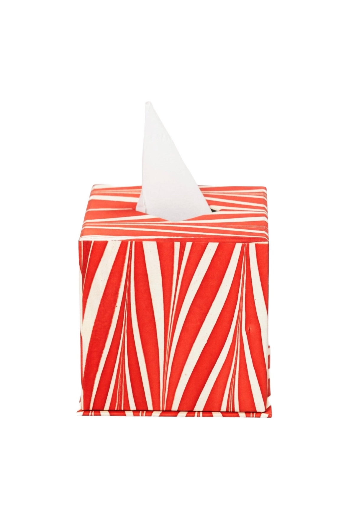 Hand-Marbled Tissue Box Cover in Candy Cane