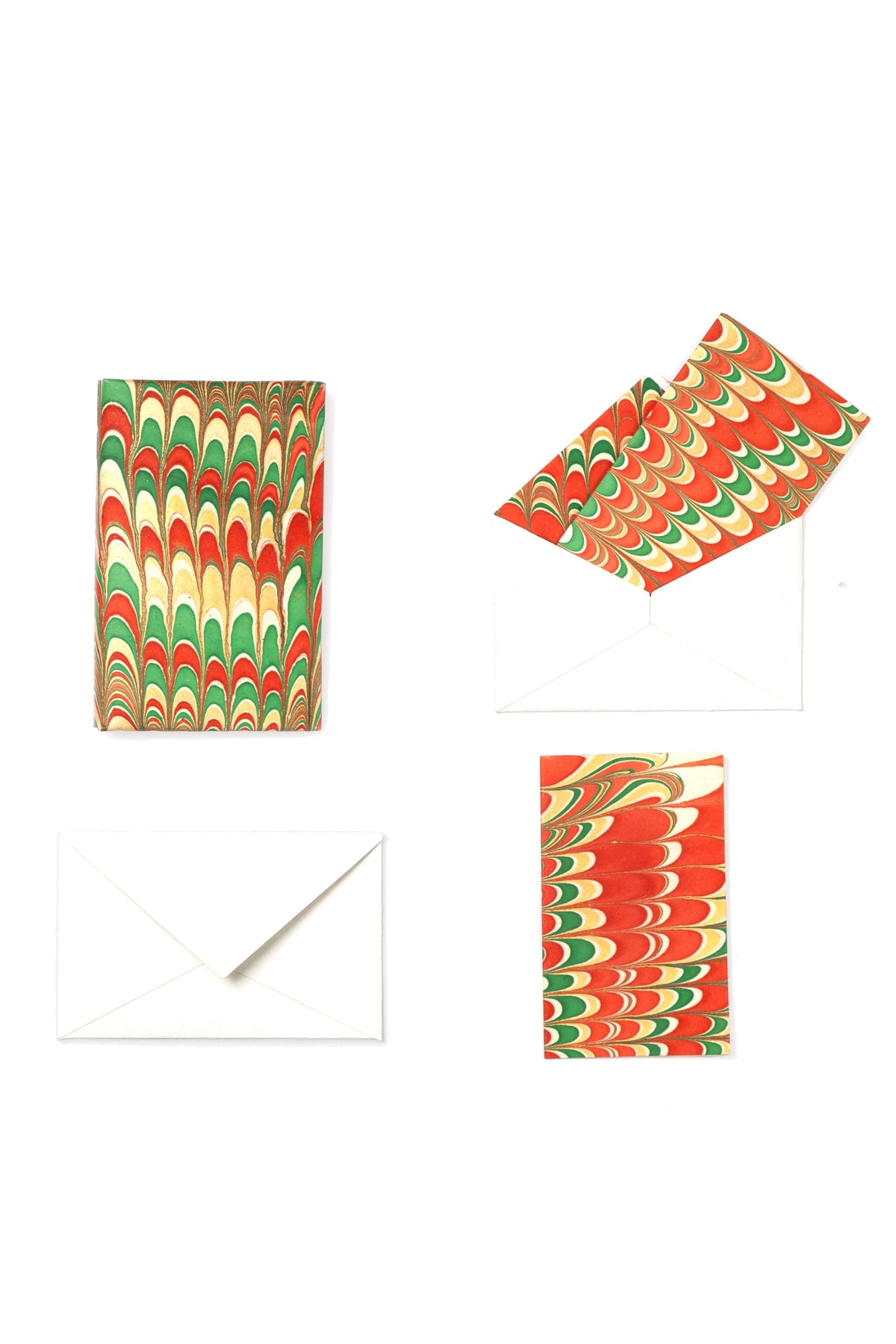 Hand-Marbled Notecards in Holiday Jingle, Set of 8
