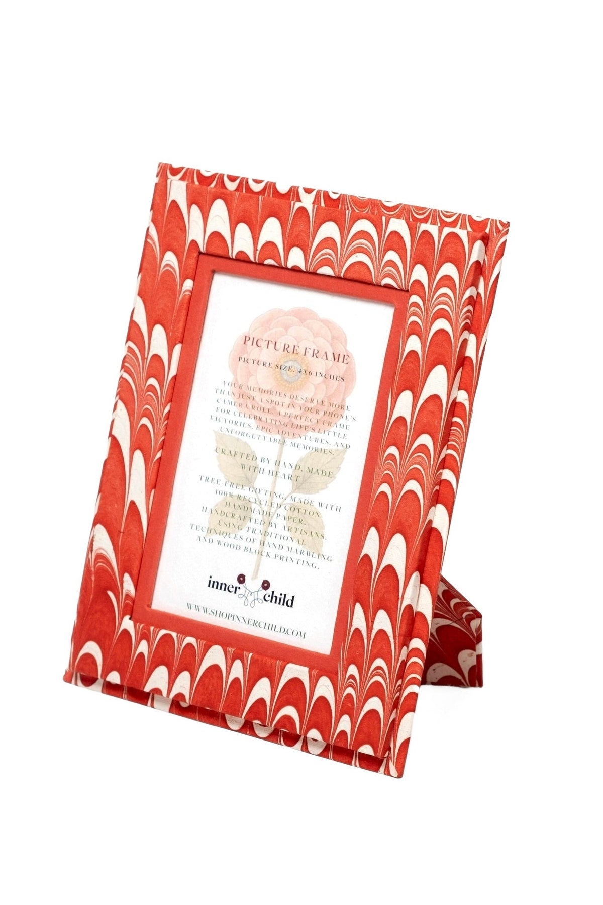 Hand-Marbled 4x6 Picture Frame in Candy Cane Swirl
