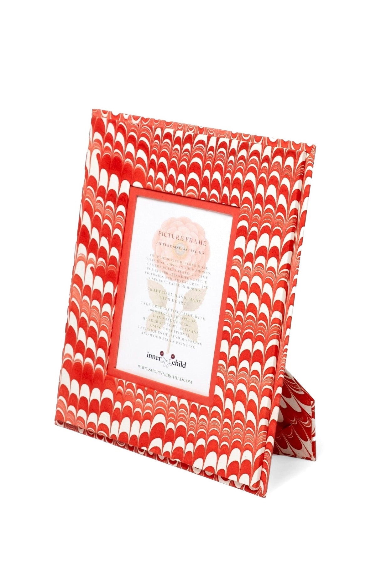 Hand-Marbled Large Wall 5x7 Picture Frame in Candy Cane Swirl