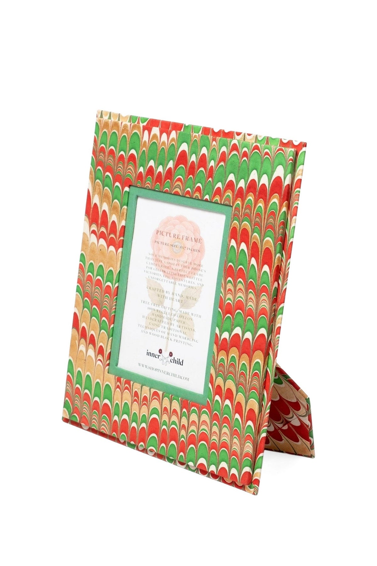Hand-Marbled Large Wall 5x7 Picture Frame in Holiday Jingle