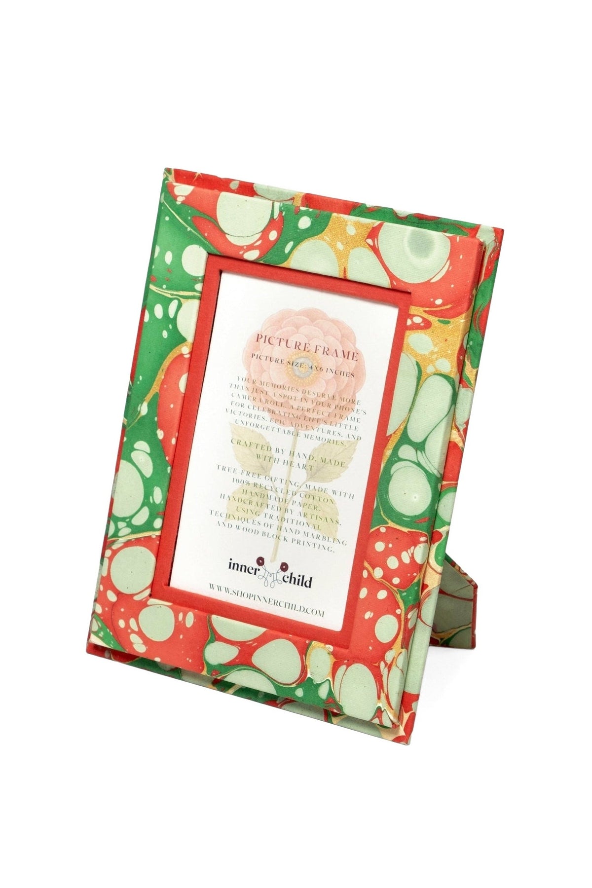 Hand-Marbled 4x6 Picture Frame in Christmas Gems