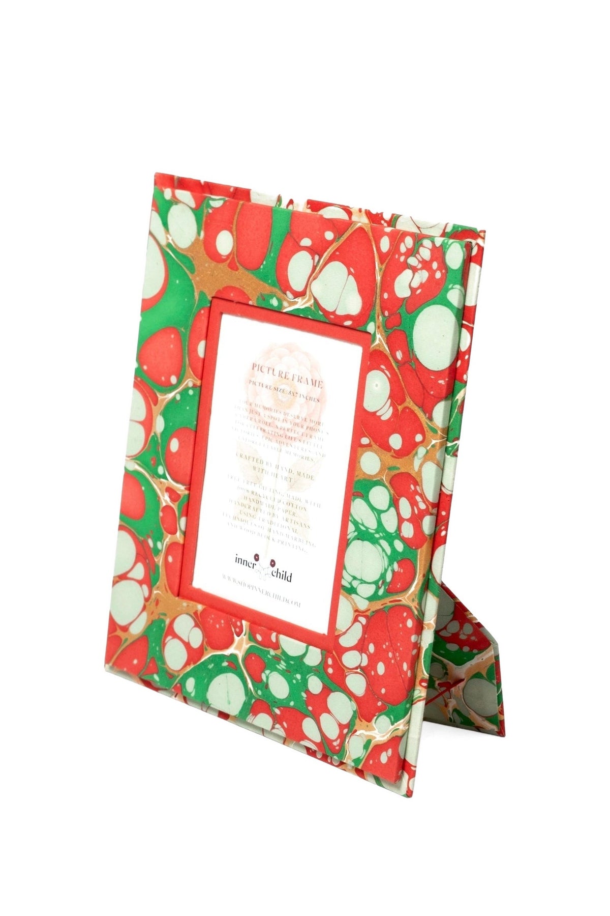 Hand-Marbled Large Wall 5x7 Picture Frame in Christmas Gems