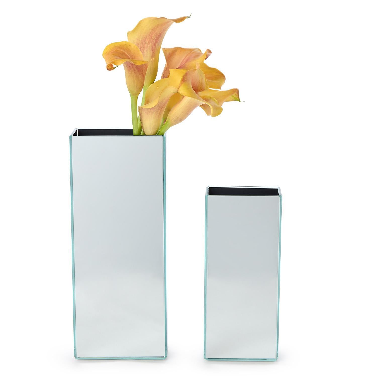 Mirrored Square Vases, Set of 2