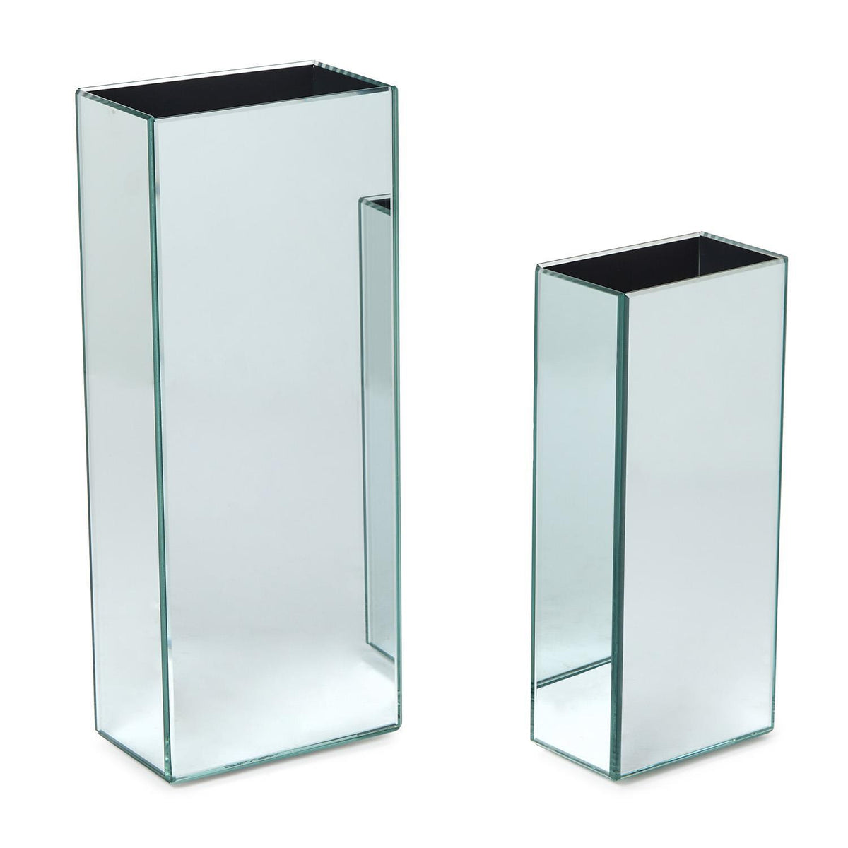 Mirrored Square Vases, Set of 2