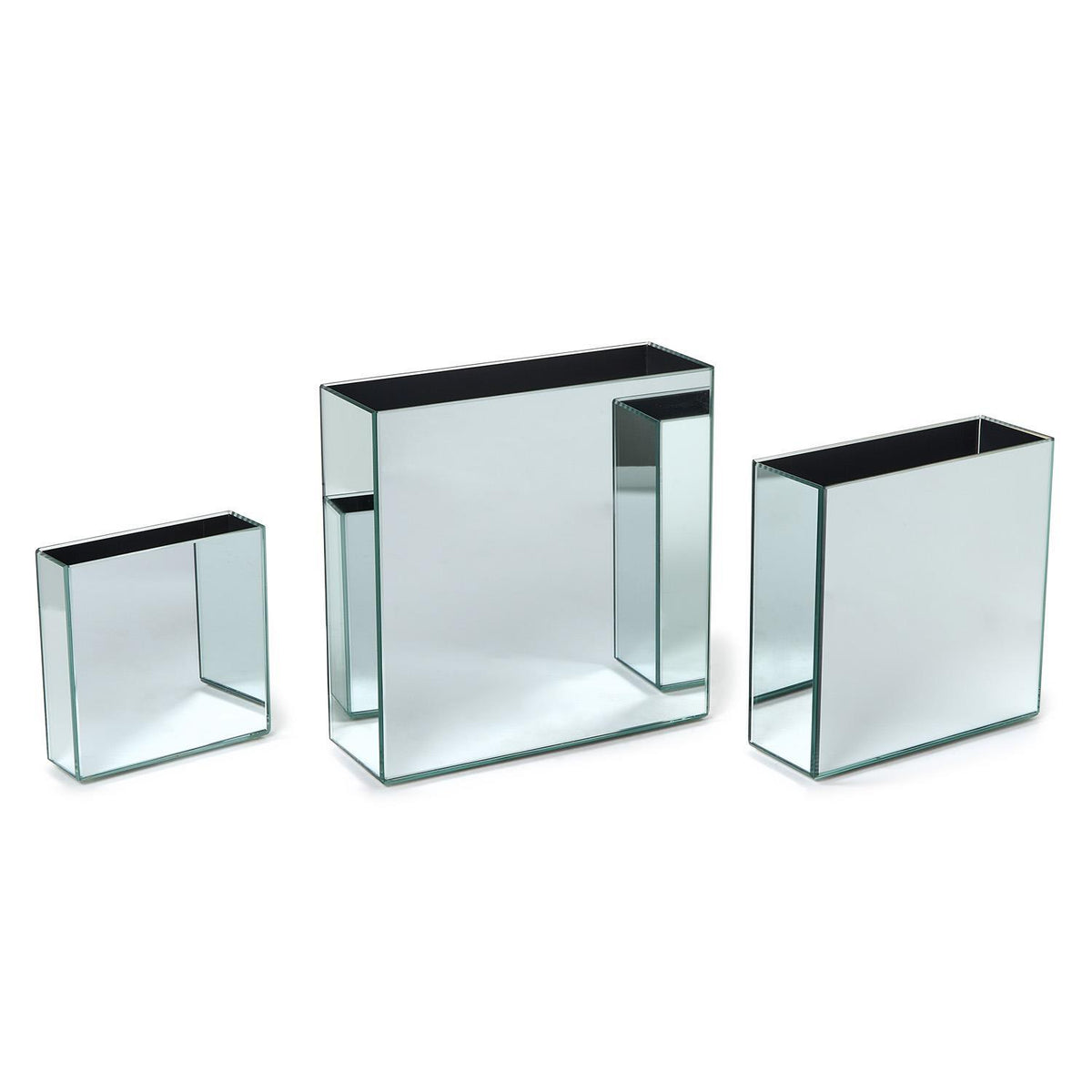 Mirrored Square Vases, Set of 3