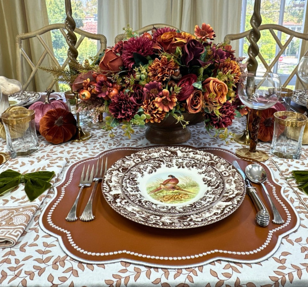 Charlotte Placemat in Light Cocoa Vegan Leather, Set of 4