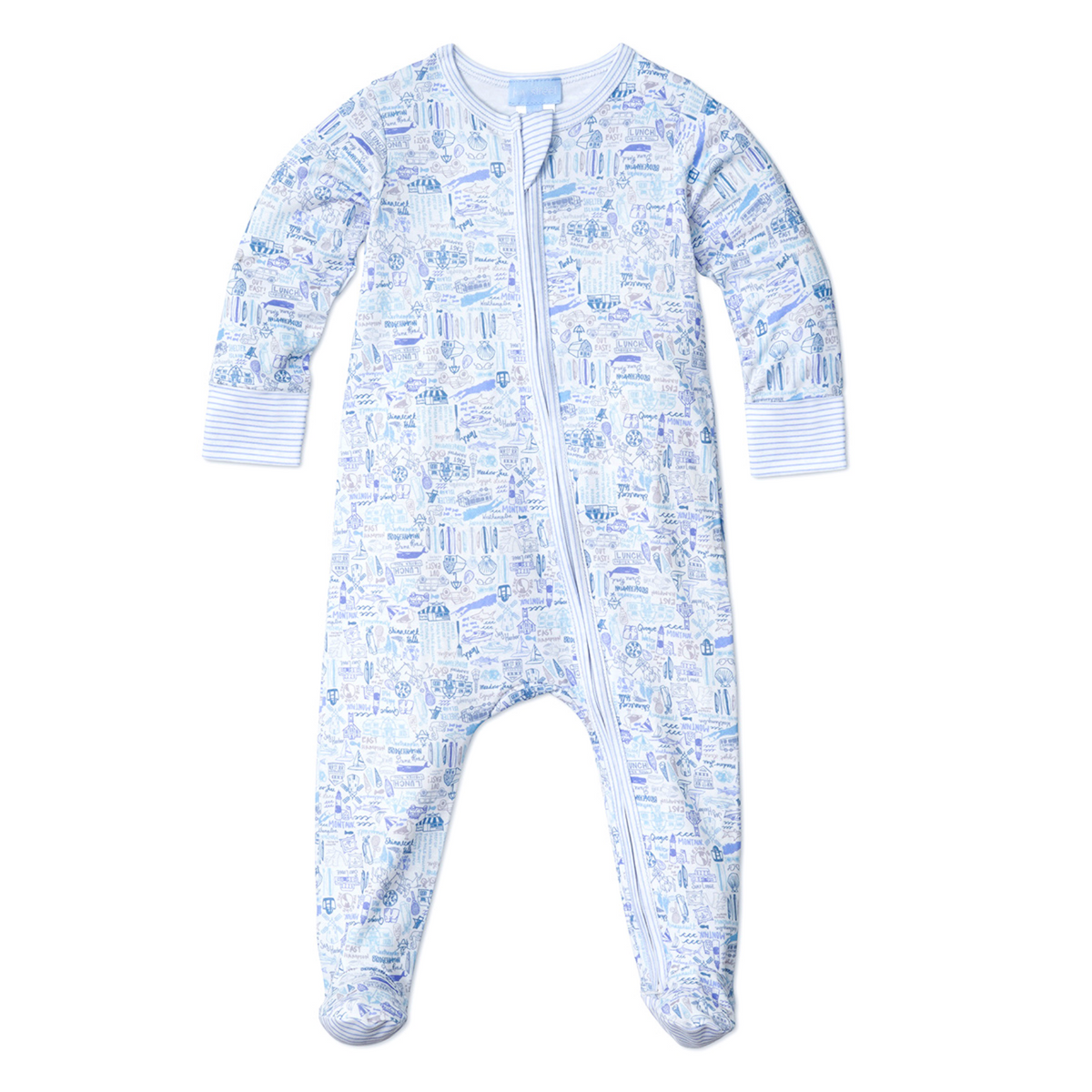 Joy Street Kids Hamptons Zip Baby onesie, blue