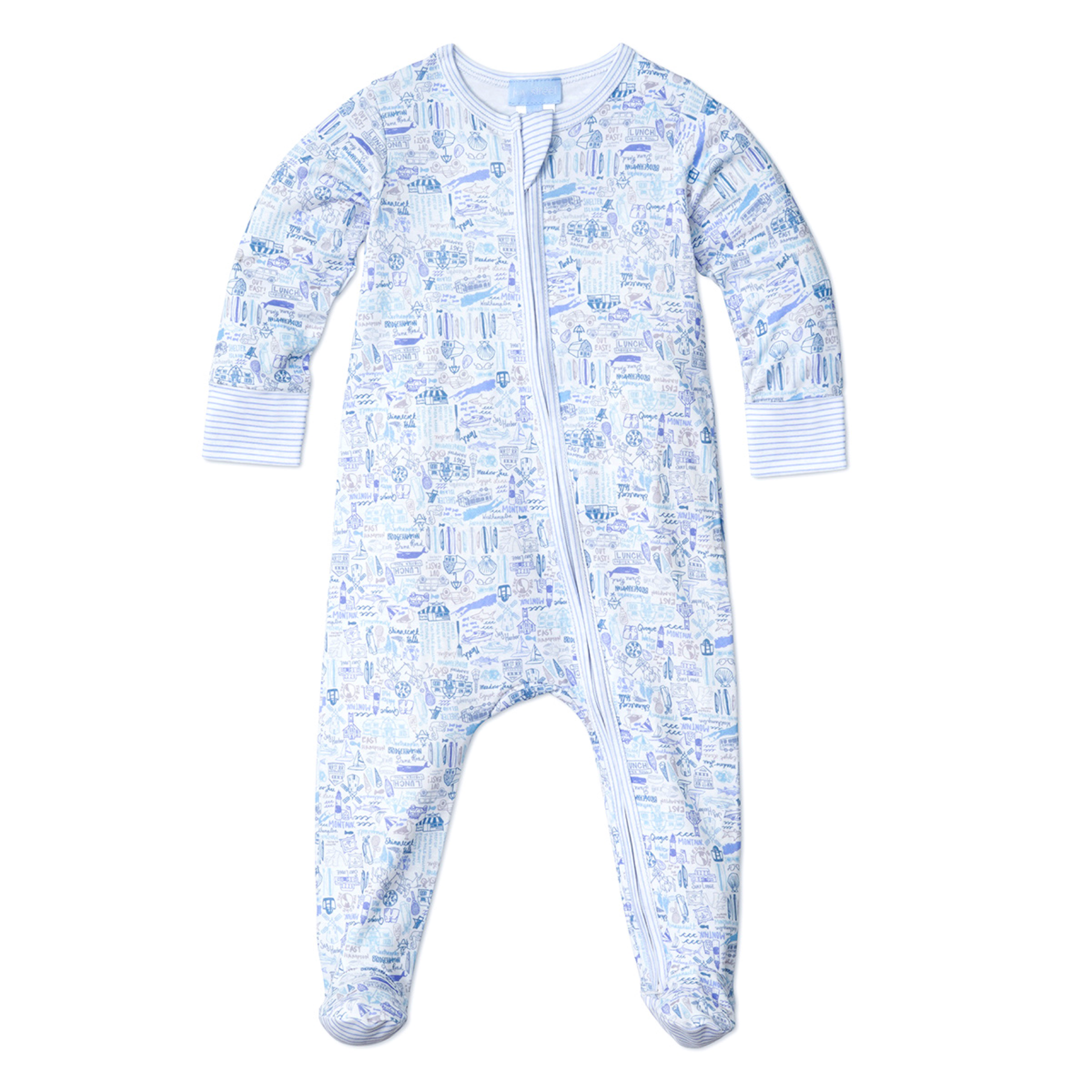 Joy Street Kids Hamptons Zip Baby onesie, blue