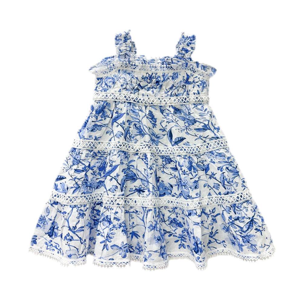 Jaylin Blue and White Linen Sleeveless Summer Dress - Petite Maison Kids
