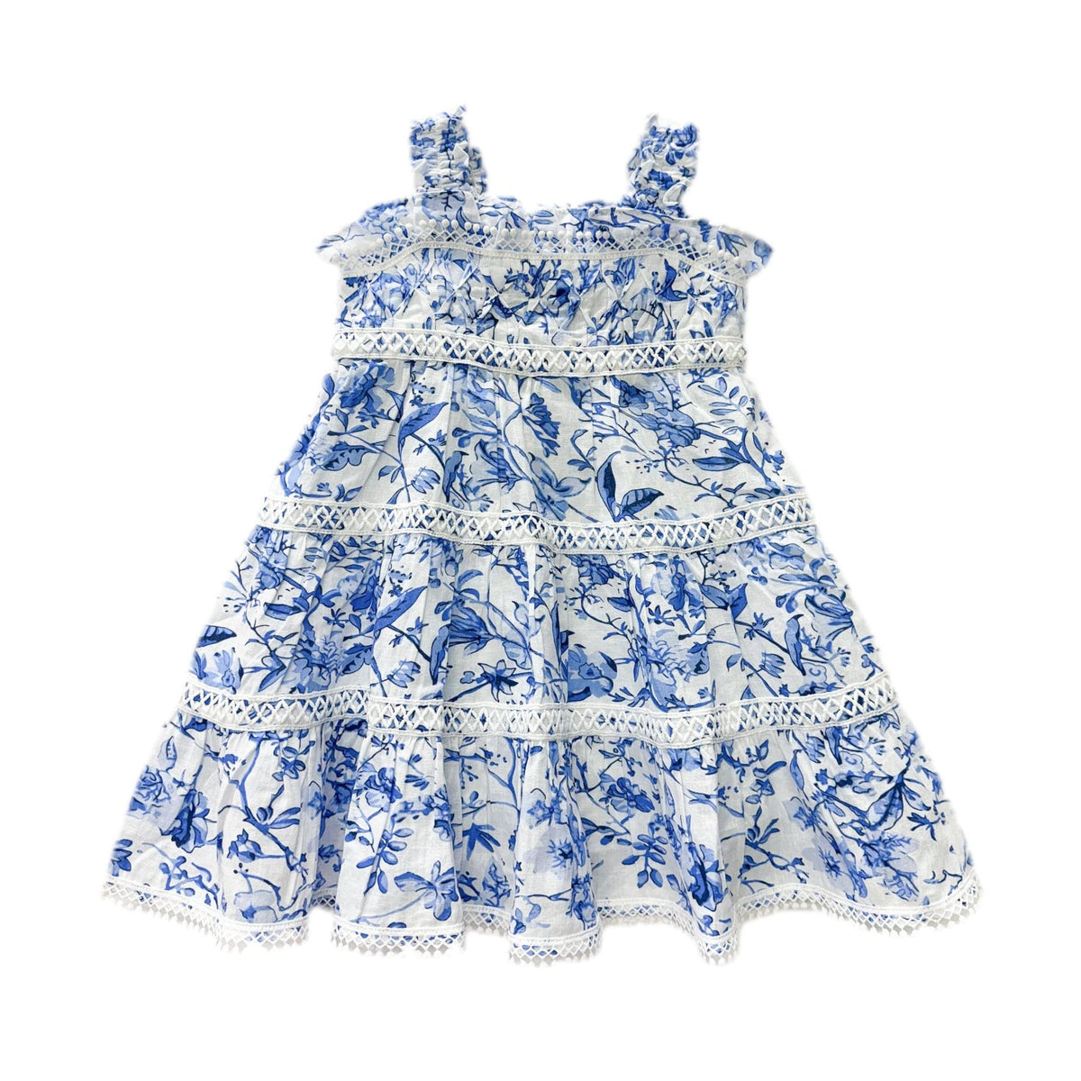Jaylin Blue and White Linen Sleeveless Summer Dress - Petite Maison Kids