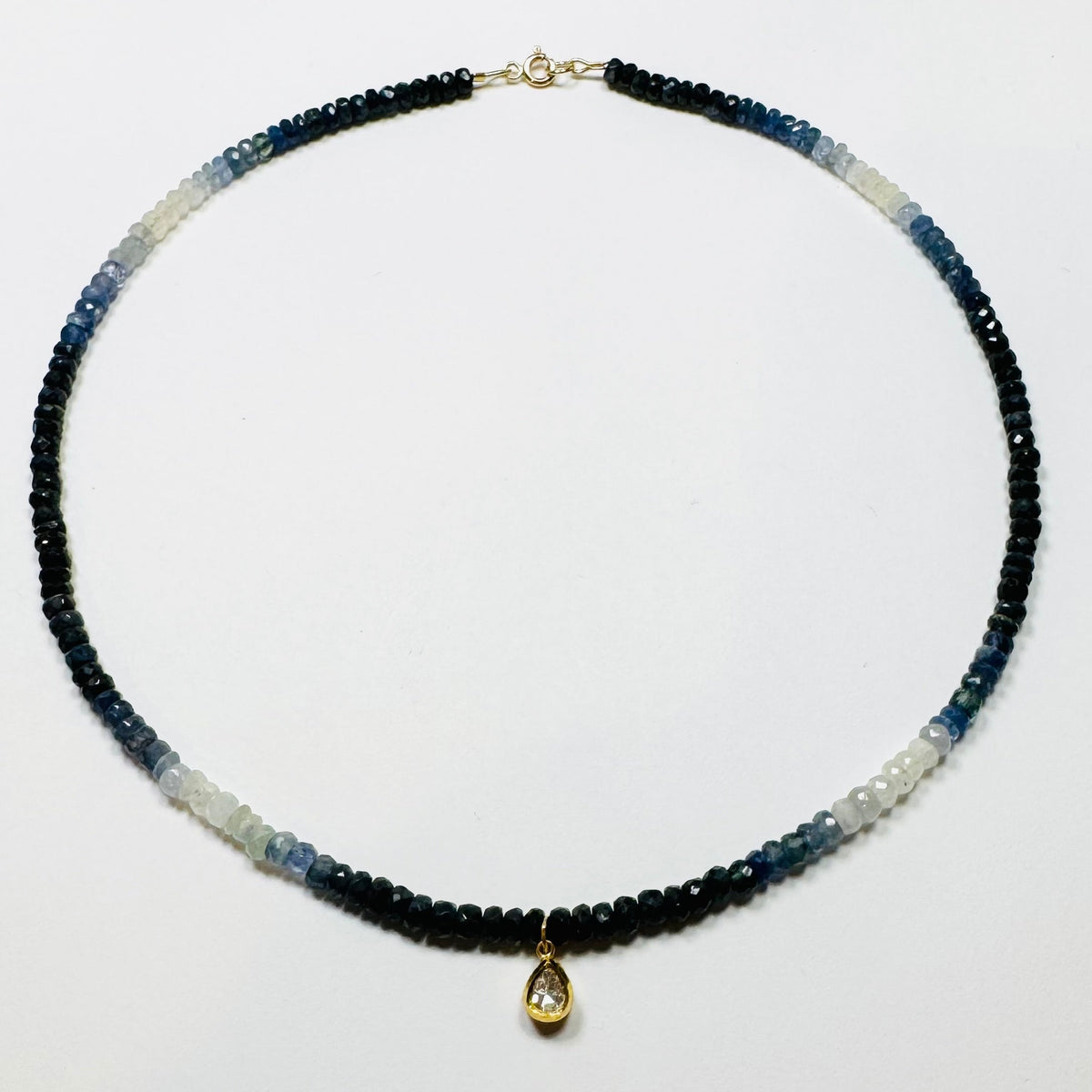 Hand Cut Poki Diamond on Gemstone Chain