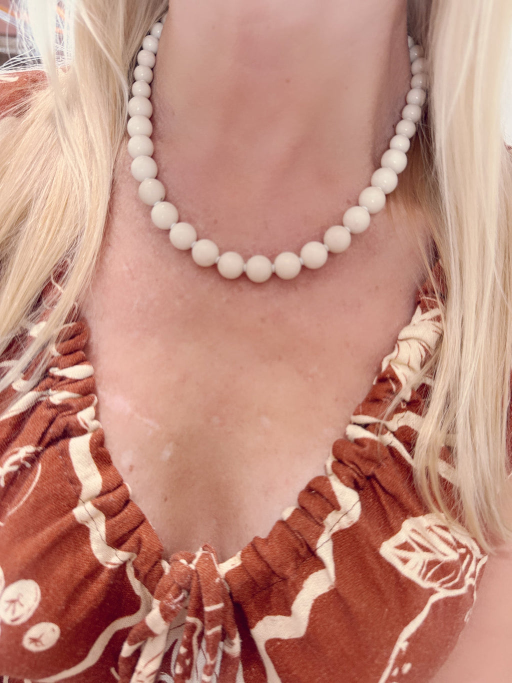 Petrified Wooden Agate Graduated Gumball Necklace