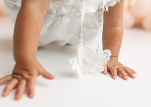 Butterfly White Satin Ceremony Romper - Petite Maison Kids