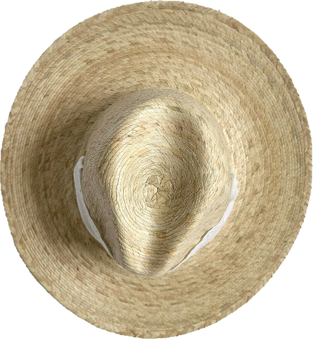 Zinnia Sun Hat in Wide & Short Lace Eyelet Ribbon