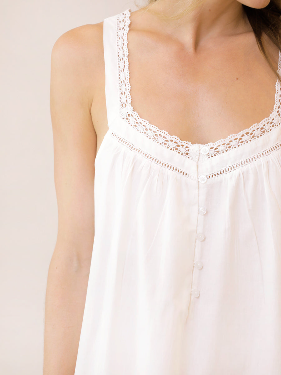 Hazel White Cotton Nightgown
