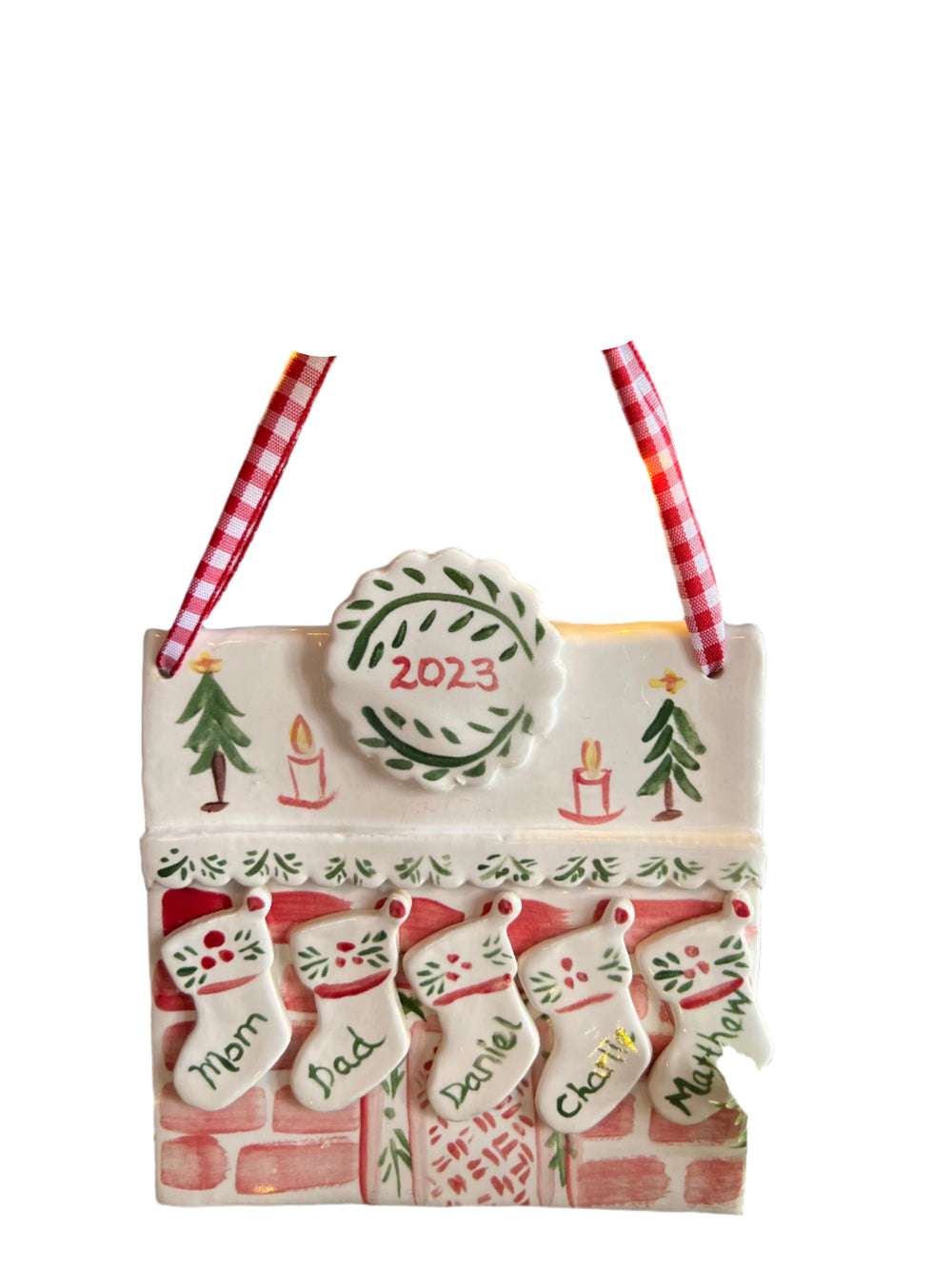 Fireplace Ornament with Wreath in Colorful