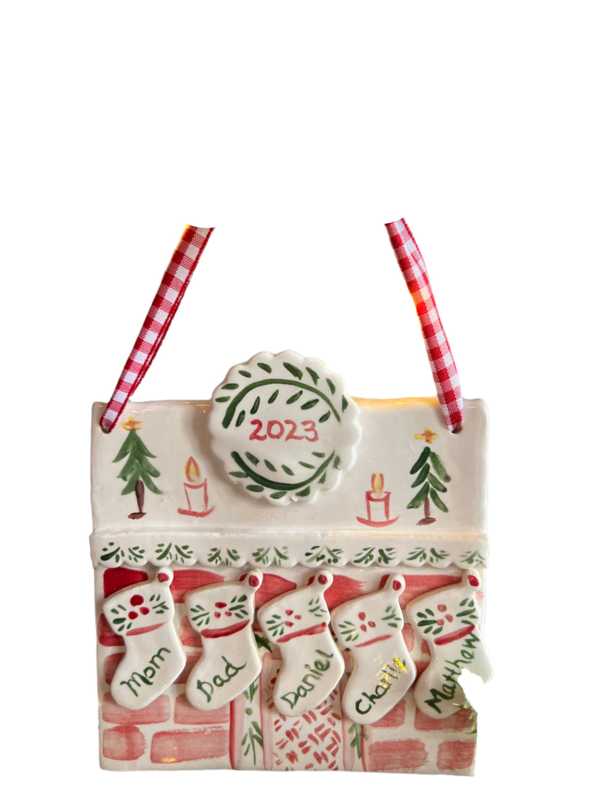 Fireplace Ornament with Wreath in Colorful