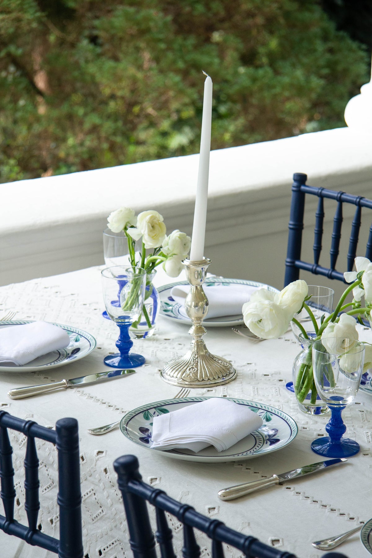 Ojete Rectangular Tablecloth in White