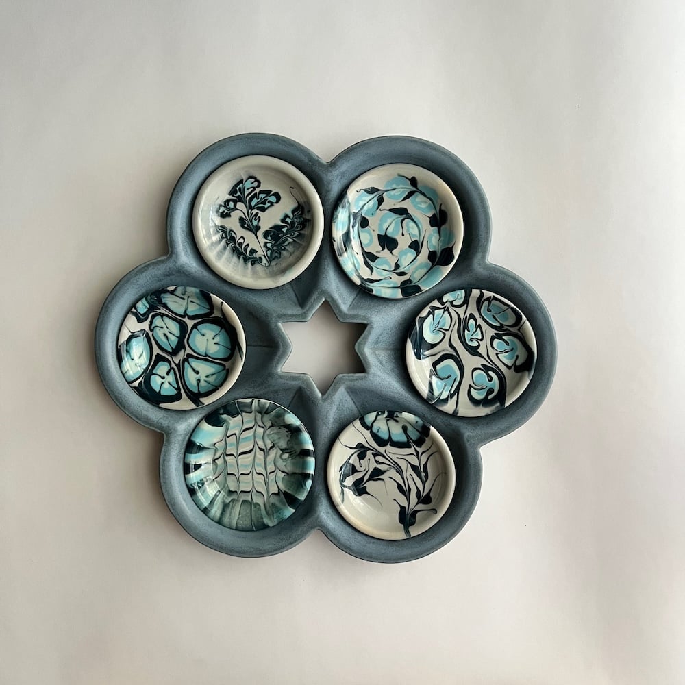 Bluestone Gloss Seder Plate Set 1