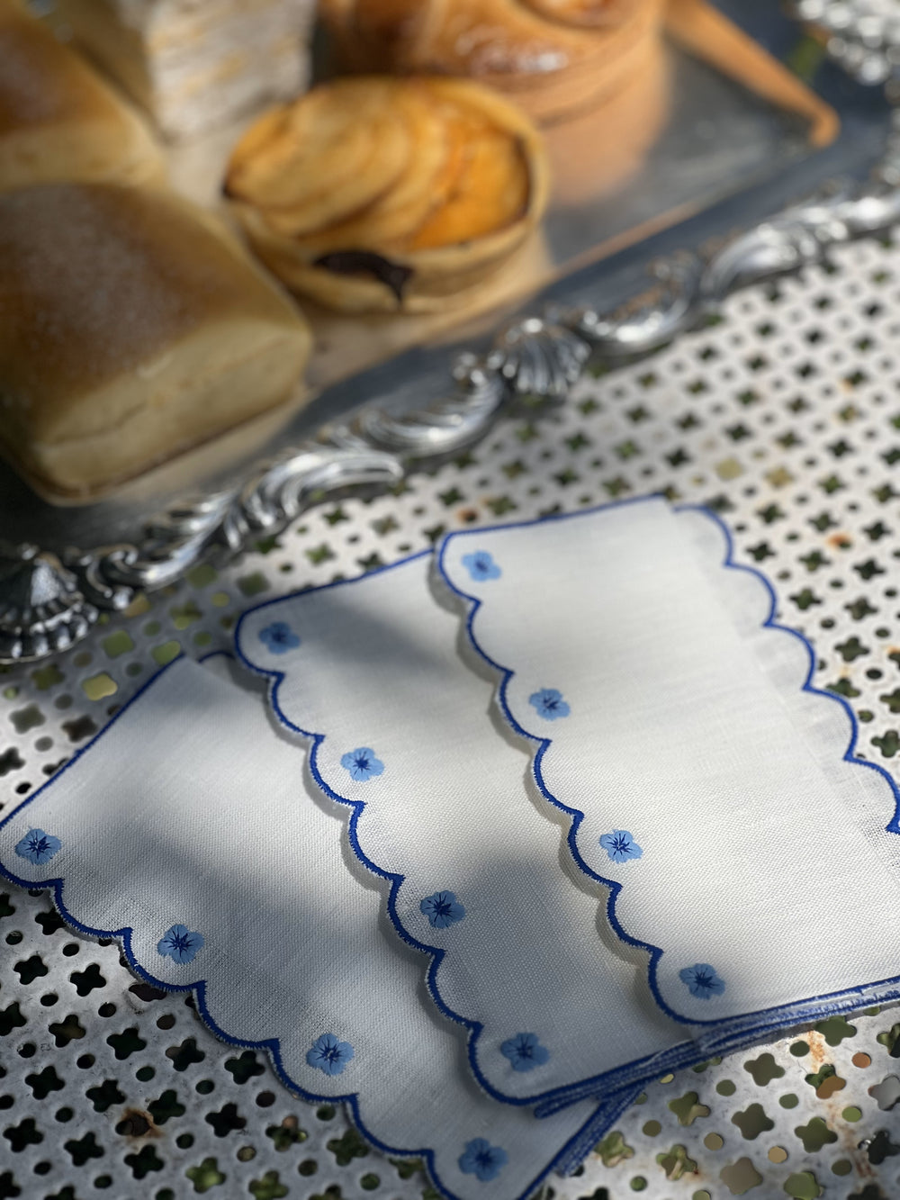 Spring Cocktail Napkins in Blue, Set of 6