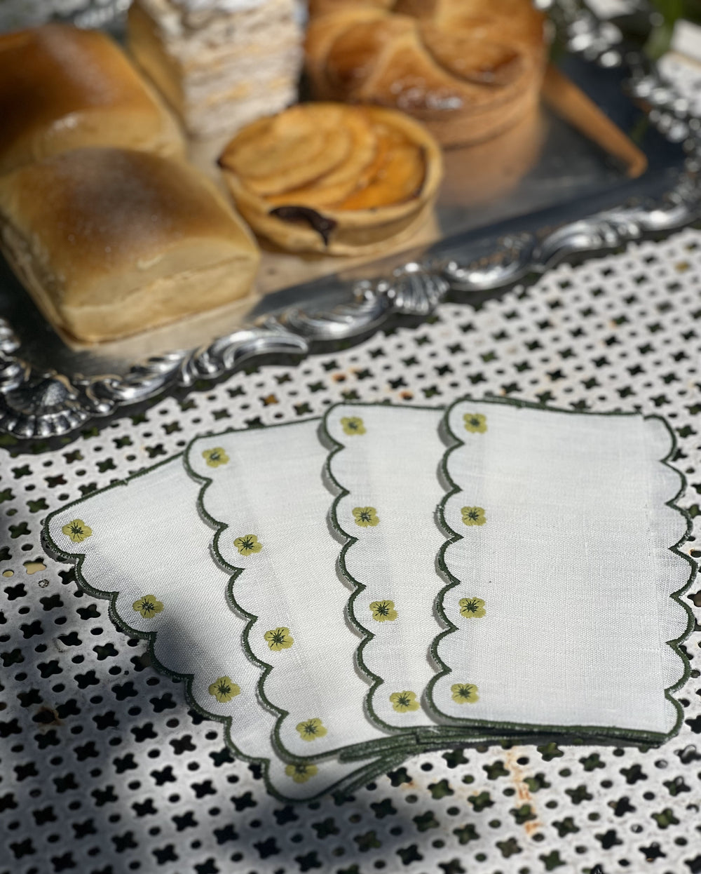 Spring Cocktail Napkins in Green, Set of 6