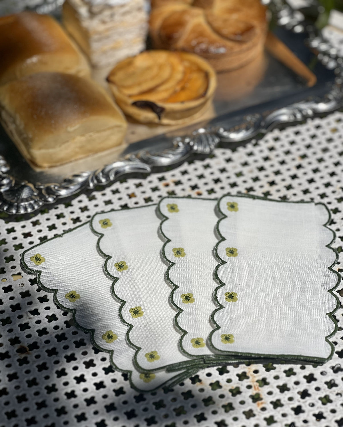 Spring Cocktail Napkins in Green, Set of 6