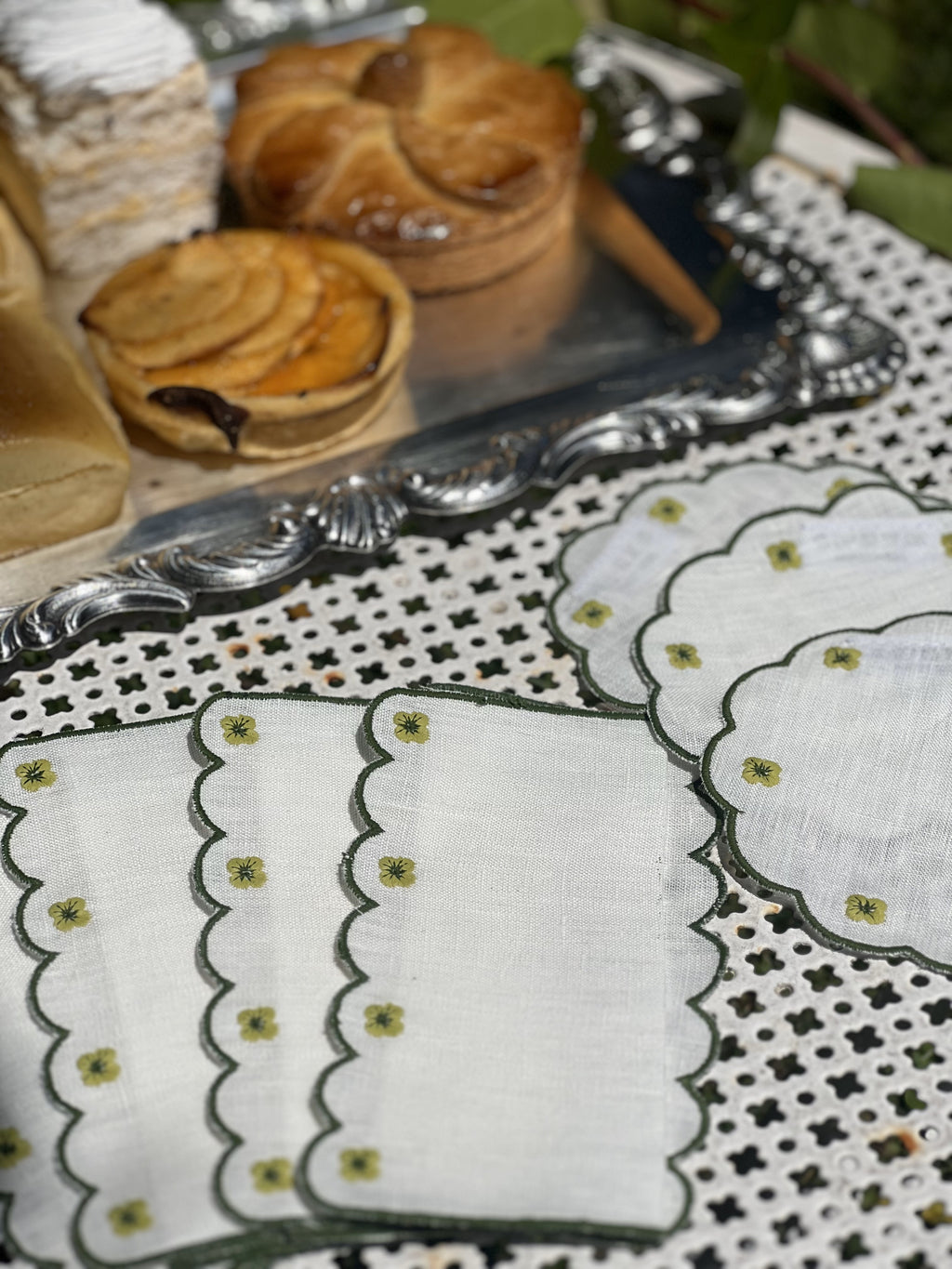 Spring Cocktail Napkins in Green, Set of 6