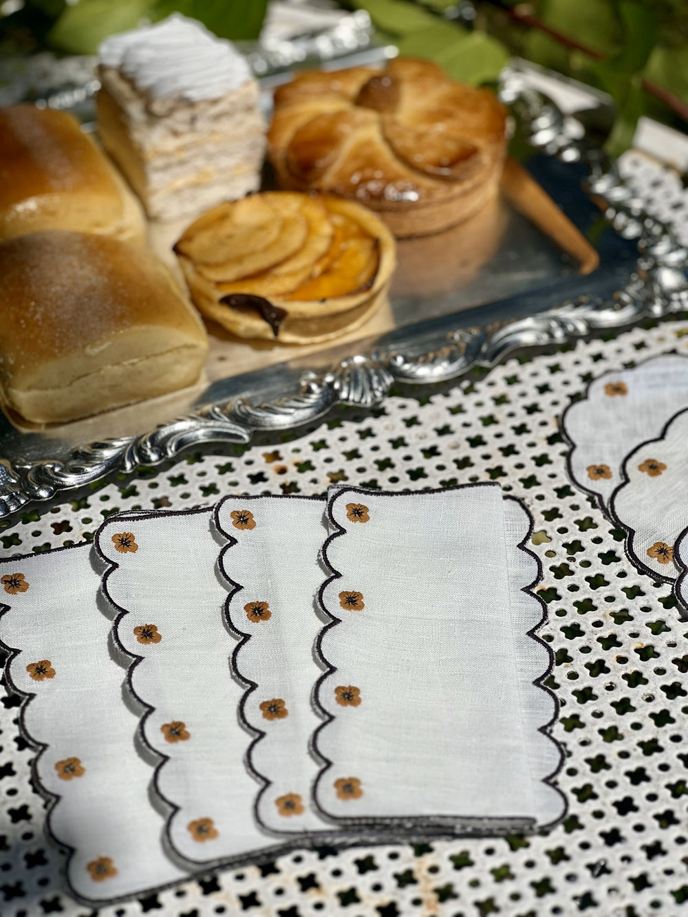 Spring Cocktail Napkins in Brown, Set of 6