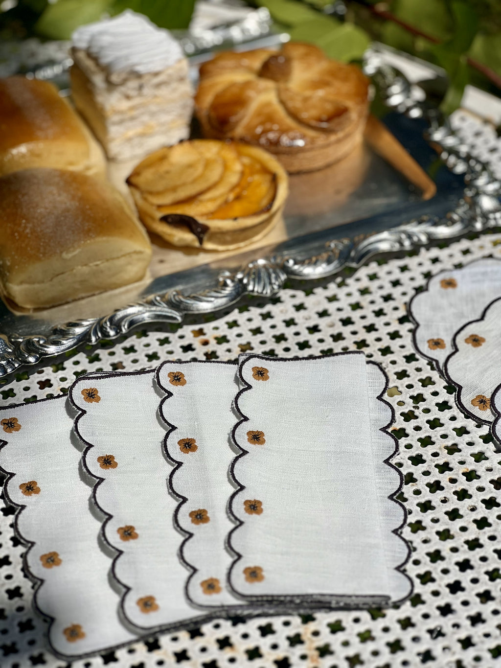 Spring Cocktail Napkins in Brown, Set of 6