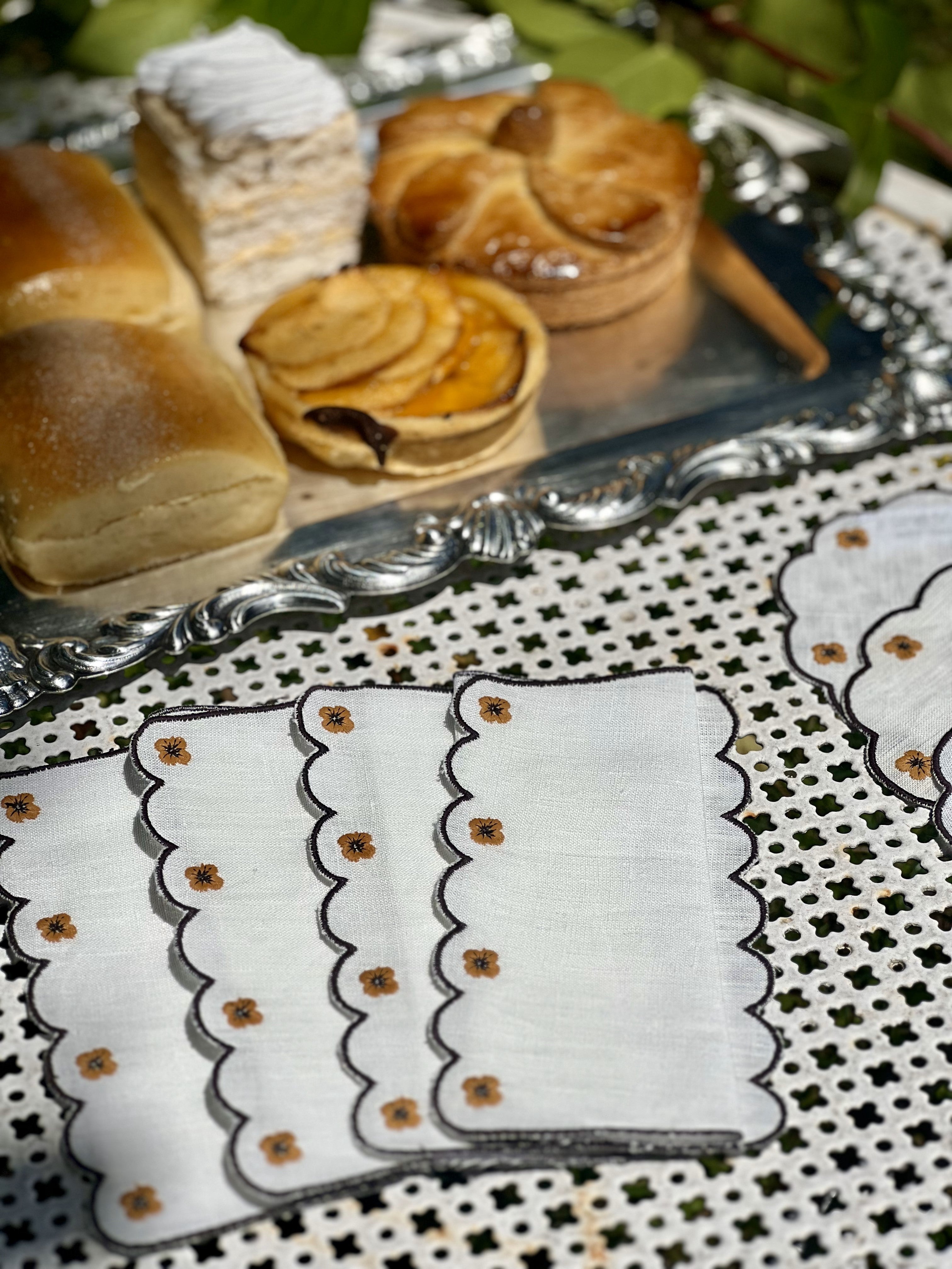 Spring Cocktail Napkins in Brown, Set of 6