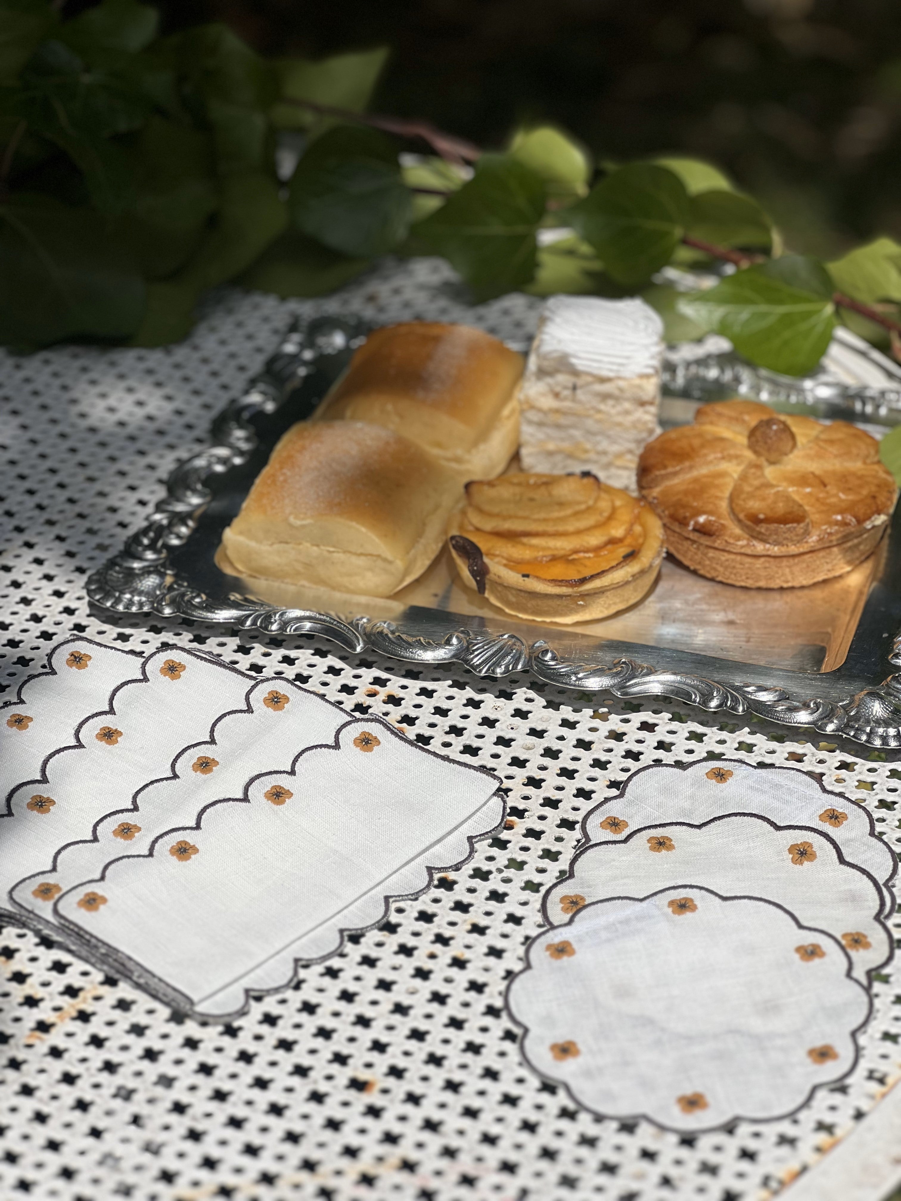 Spring Linen Coasters in Brown, Set of 6