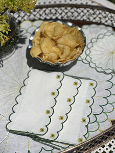 Spring Cocktail Napkins in Green, Set of 6