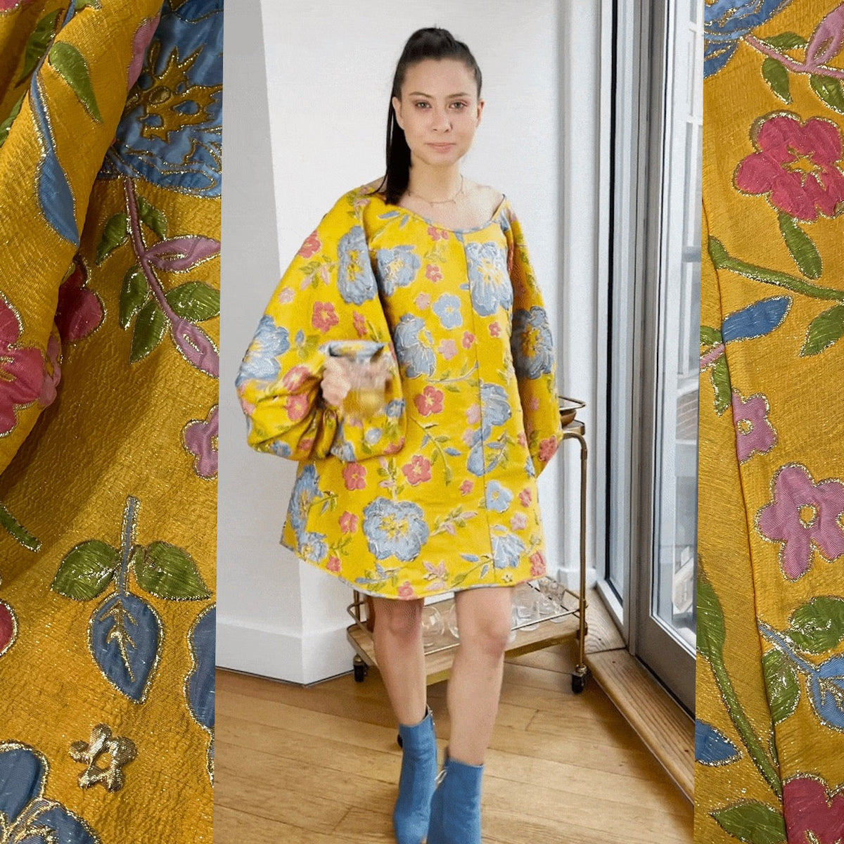 Yellow Jacquard Good Luck Dress - Arianne Elmy